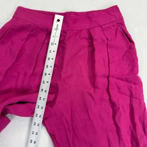 Theory Magenta Pink Linen Blend Pleated High Rise Tapered Trousers Size‎ 4 thumbnail 4