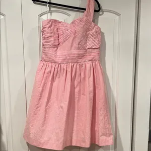 Lilly Pulitzer Addison‎ one shoulder Pink seersucker Sundress 12 thumbnail 2