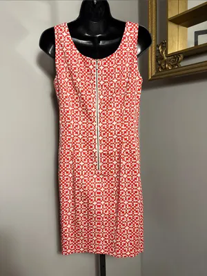 Laundry by Design Size 4 Red and White Geometric Sleeveless Shift Dress thumbnail 2