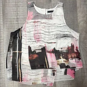 Abstract Print Sleeveless Top Pink Size L thumbnail 1