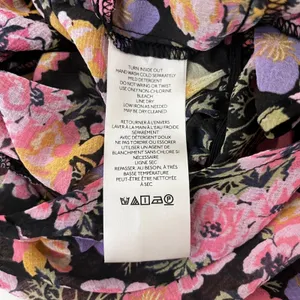 Free People Maybel Sz L Black Floral Cottagecore Fairy Blouse Top‎ Ruffles Flowy thumbnail 11