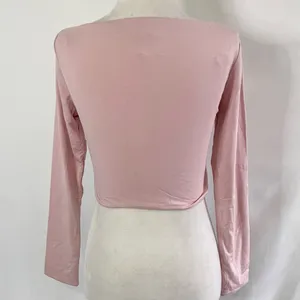 New SER.O.YA Ellis Twisted Cutout Front Long Sleeve Crop Top Pink Size Large thumbnail 9