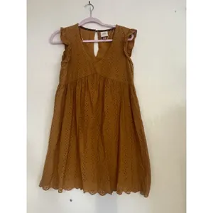 Knox Rose Eyelet Dress Flutter Sleeve XS Mustard Yellow Prairie Country Boho thumbnail 2