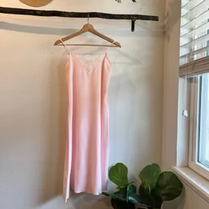 Vintage 1970s Handmade Pale Pink Lace Trim Silky Slip Lingerie Dress - XS thumbnail 13