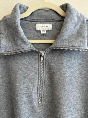 Free Assembly Quarter Zip Grey Sweatshirt, Athleisure, Size XXXL thumbnail 8