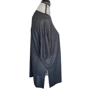 H&M Womens Blouse Sz Medium Black Short Sleeve Gothic Grunge Witchy Vampy Ribbed thumbnail 3