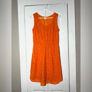 Merona Mini Dress Orange White Polka Dots Sleeveless Size M thumbnail 2