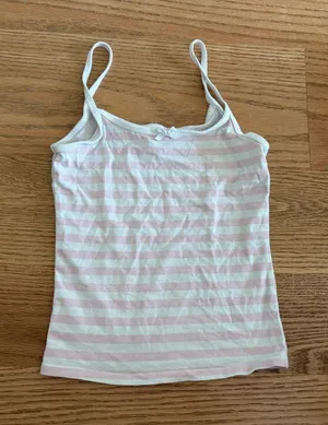 Frankie's Bikinis Pink & White Striped Spaghetti Strap Tank thumbnail 1