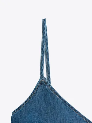 Zara Denim Slip Midi Dress in Blue thumbnail 9