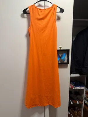 Bright Orange Twist Front Midi dress thumbnail 2
