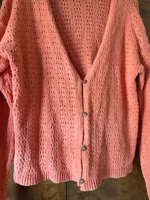 Madewell Women's Orange Open-Stitch Cardigan Sweater Loose Fit. Size M thumbnail 4