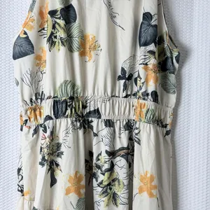 Floral Maxi Dress Women 2XL Cream Tropical Boho Tiered Halter Sleeveless Spring thumbnail 6