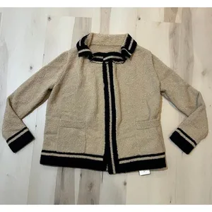 Commense NWT Women Small Tan Knit Open Front Cardigan Quiet Luxury Old Money thumbnail 9