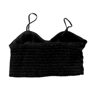 Sincerely Jules Black Satin Cropped Bustier Tank Top Camisole Padded Medium Sexy thumbnail 4