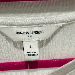 Banana Republic White Long Sleeve‎ ribbed Henley Tee large NWT thumbnail 4