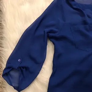 Express sheer blouse royal blue size XS thumbnail 6