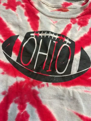 Ohio Tie Dye Cropped Tee Red Gray Football Graphic thumbnail 2