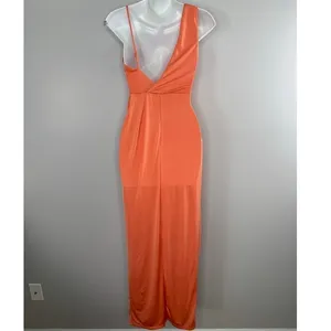 Revolve NBD Sangria Gown XXS‎ Sherbert Orange Wrap Front Slit Sleeveless Formal thumbnail 5