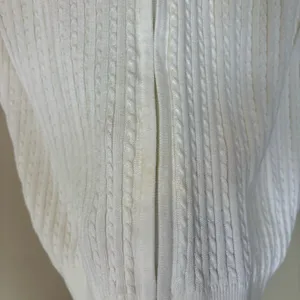 LRL‎ Lauren Ralph Lauren White Short Sleeve Zip-Up Sweater large cotton thumbnail 3
