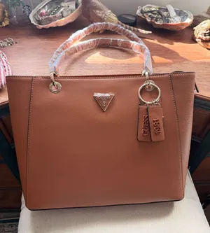 Guess Bag Noelle Medium Laptop Office Tote Bag Light Cognac Brown Work Bag thumbnail 1