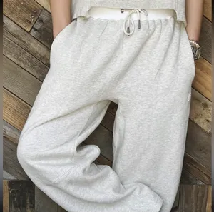 Barrel Leg Lounge Sweatpants with Drawstring and Pockets Gray thumbnail 1