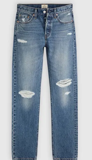 Levi's 501 Distressed Light Blue Straight Leg Women's Jeans size 28/30. thumbnail 1