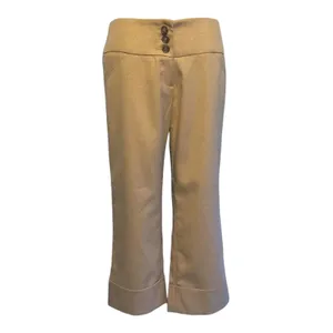 Cache Crop Gold Metallic Pant 3" Wide Waist Self Belt Stretch New $118 NWT Sz 6 thumbnail 3
