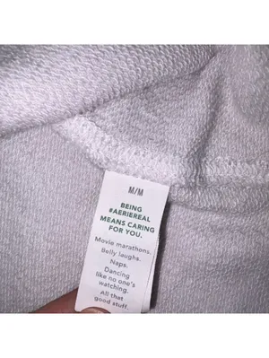 Aerie Womans Medium White Crewneck Long Sleeve Sweatshirt Cotton Polyester Blend thumbnail 5