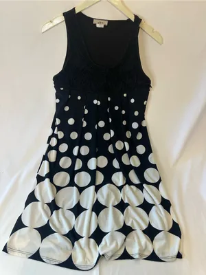 Vibe USA Women’s Size Medium Vintage Black And White Polkadot Dress thumbnail 1
