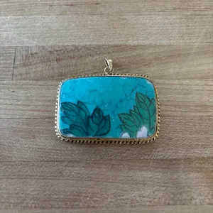 Blue Ceramic Cameo Pendant with Floral Design on Choker Ribbon Handmade Dainty thumbnail 2