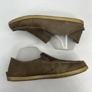 OluKai 9.5 Nohea Nubuck Loafers Taupe Leather Slip On Casual Comfort Shoes Women thumbnail 3