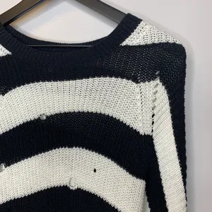 Distressed Black and White Pullover Sweater thumbnail 5