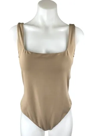 Aritzia Babaton Brown Tan Sleeveless Square Neck One Piece Bodysuit Tank Top XL thumbnail 1