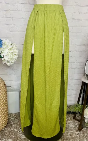 Avocado Green M Slit Skirt thumbnail 1