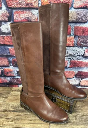 Cole Haan Air Trinity Riding Boots Leather Suede Back Knee High Sz 8B thumbnail 1