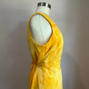 VTG Joseph Ribkoff Yellow Watercolor Midi Dress Sleeveless Art Print 12‎ thumbnail 6
