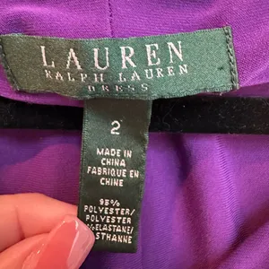 Lauren Ralph Lauren Knee Length Purple Draped Faux Wrap Midi Dress Size 2 XS thumbnail 5