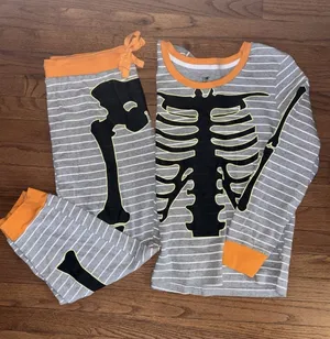 Snooze Button Women’s Halloween Skeleton Pajama Set L Glow in the Dark thumbnail 1