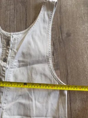 Vintage Cream jumpsuit with pockets and button-up front. thumbnail 5
