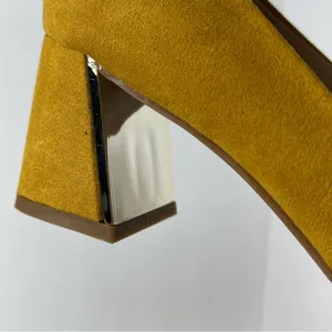 Jones New York Mustard Vegan Suede Chunky Metallic Heel Pumps Size 6 thumbnail 9