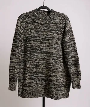 Old Navy Women's XXL Black White Marled‎ Mock Neck Long Sleeve Sweater thumbnail 1