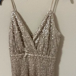 Lulu's Sequin Maxi Dress in Champagne Beige Evening Formal Party Wedding Dress thumbnail 4