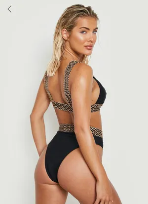 Boohoo New Black Embroidered Bikini Set thumbnail 2