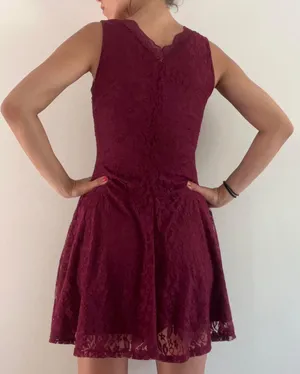 Charlotte Russe Red Wine Dress Lace thumbnail 3