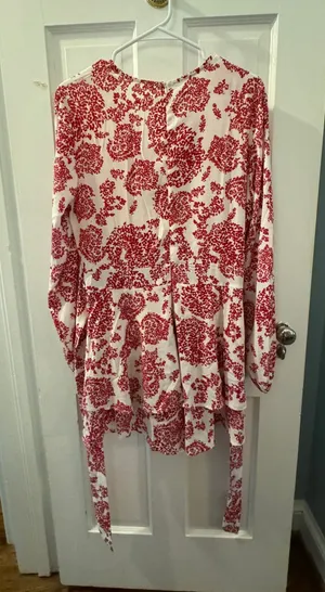 Red and White Floral Romper Size M thumbnail 1