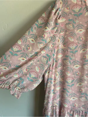Melloday Woman’s Soft pink floral paisley tiered maxi dress Sz XL thumbnail 3