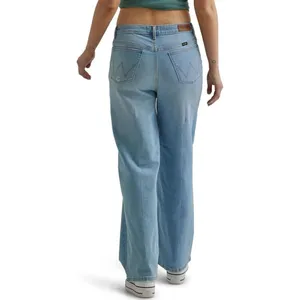 Wrangler High Rise Loose Straight Distressed Light Wash Jeans Size 12 thumbnail 5