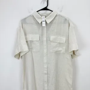 J.Crew Tall Utility Shirtdress Linen Natural Beige Relaxed Pockets Small NWT thumbnail 6