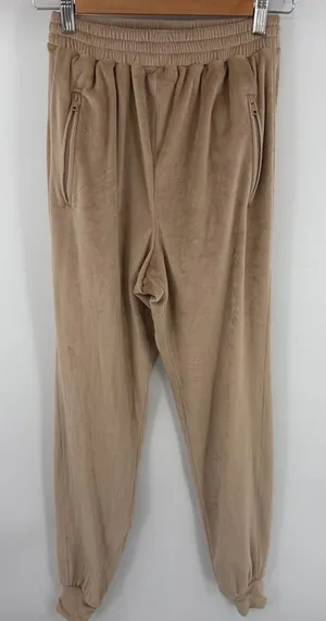 Skims women’s velour high rise jogger pant tan honey comfort loungewear size XS thumbnail 1