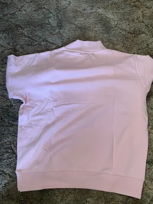PARKE Varsity Mock Neck Sweatshirt Rose Pink White Logo Size S thumbnail 2